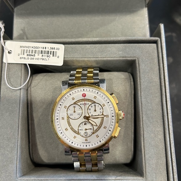 Michele Accessories - Michele Gold and Silver Chronograph Watch